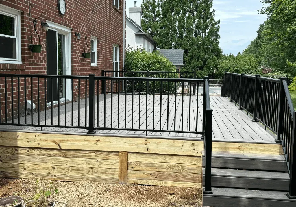 Composite deck with black aluminum railings — Carolina Construction Deck Builders Hickory NC